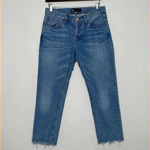3 x 1 NYC Button Fly Fringed & Cropped Relaxed Fit Jeans in Stella - Size 27